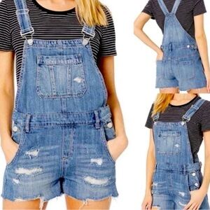 Blank NYC Blue Denim Overall Shorts 28
